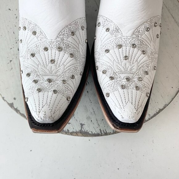 Lane CALYPSO Womens Cowboy Boots 7.5 White Western Cowgirl Mid Calf Pointed Toe - Picture 6 of 11